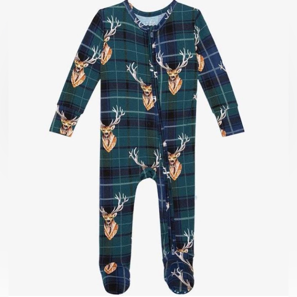 POSH PEANUT Plaid Buck Mount Bamboo Sleeper- 6-9M